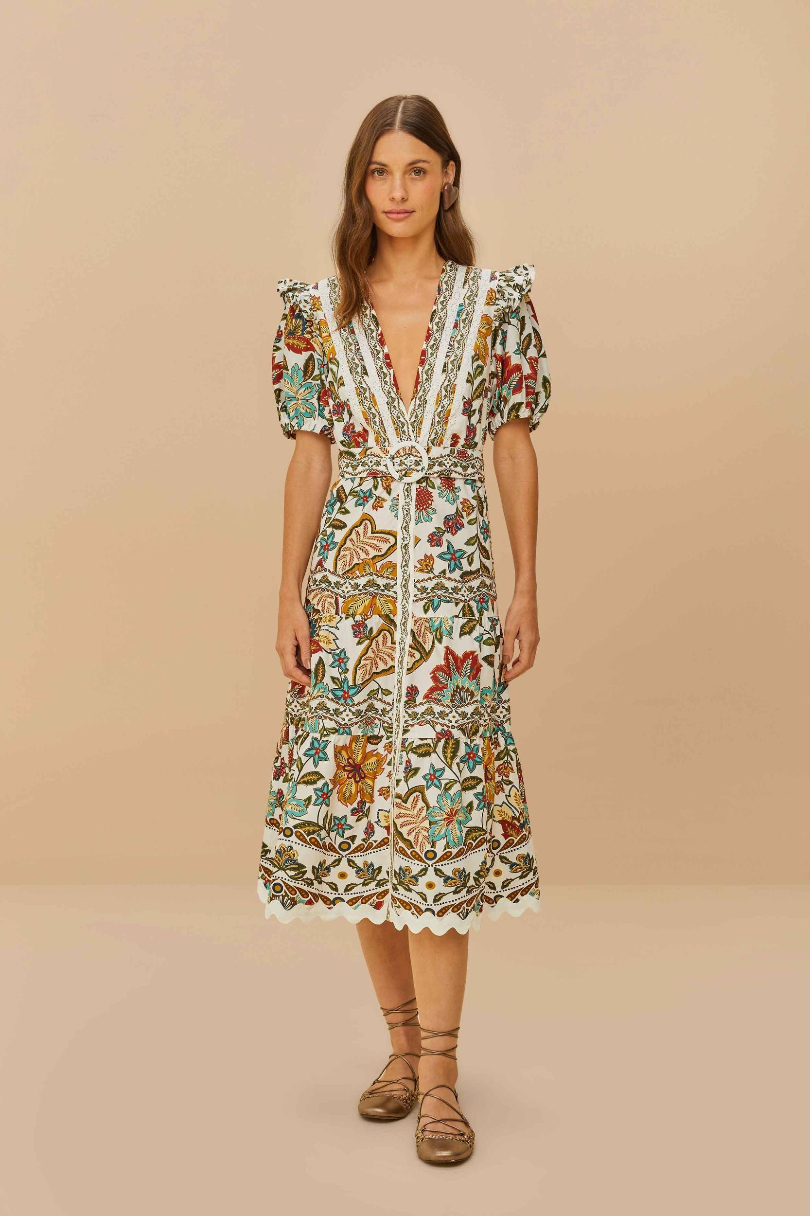 Off-White Botanicals Belted Midi Dress Product Image