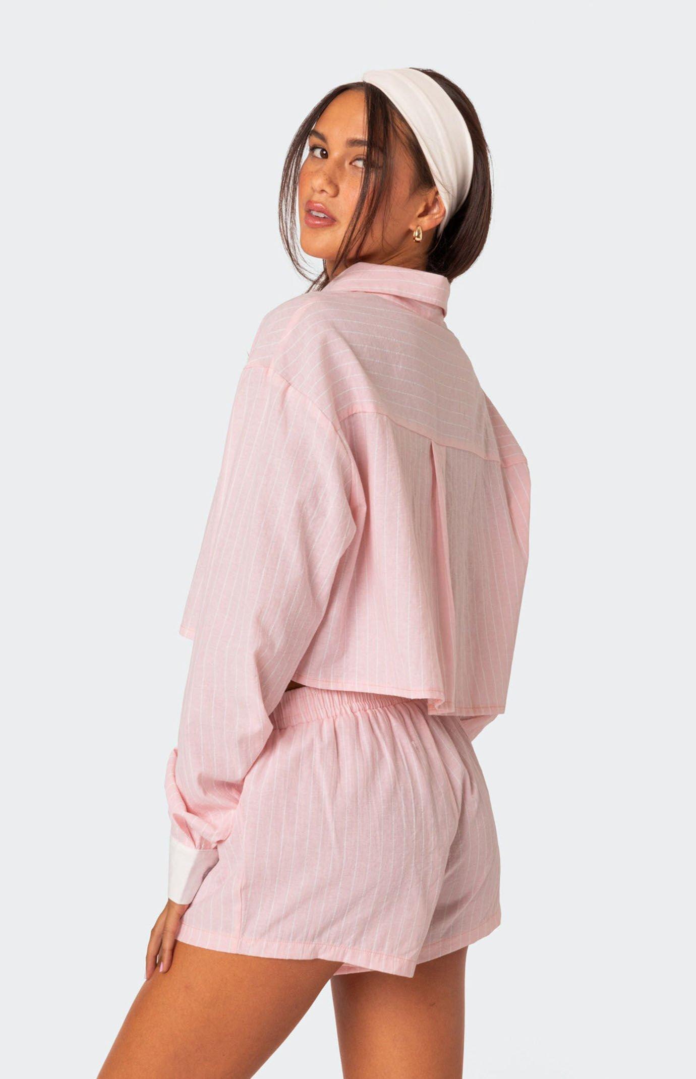 Edikted Womens Lea Cropped Button Up Shirt Product Image