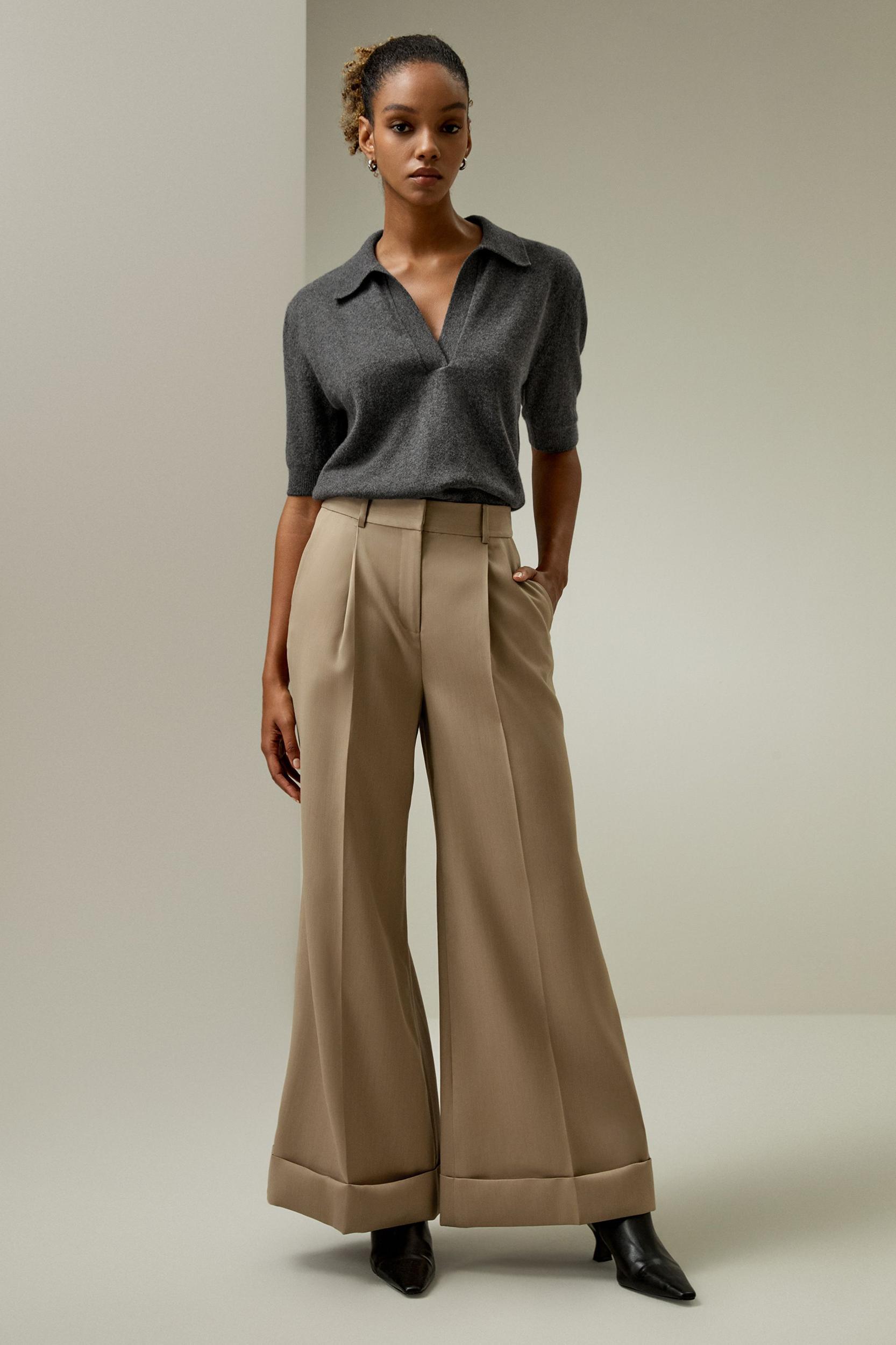 Retro Cropped Flare Trousers Product Image