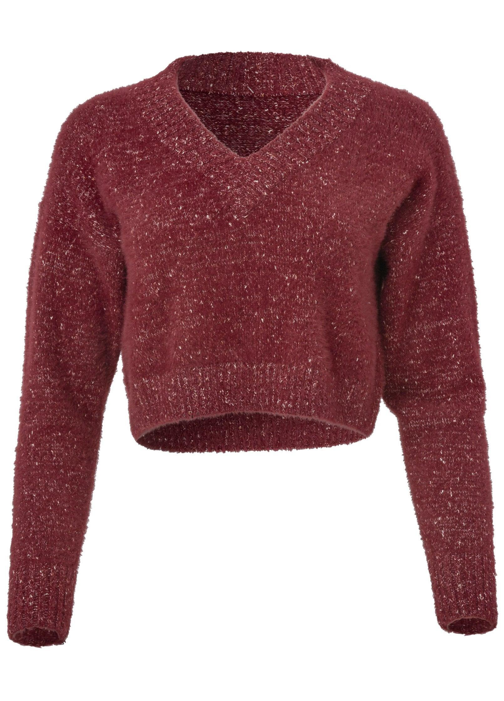 V-Neck Sweater - Burgundy Product Image