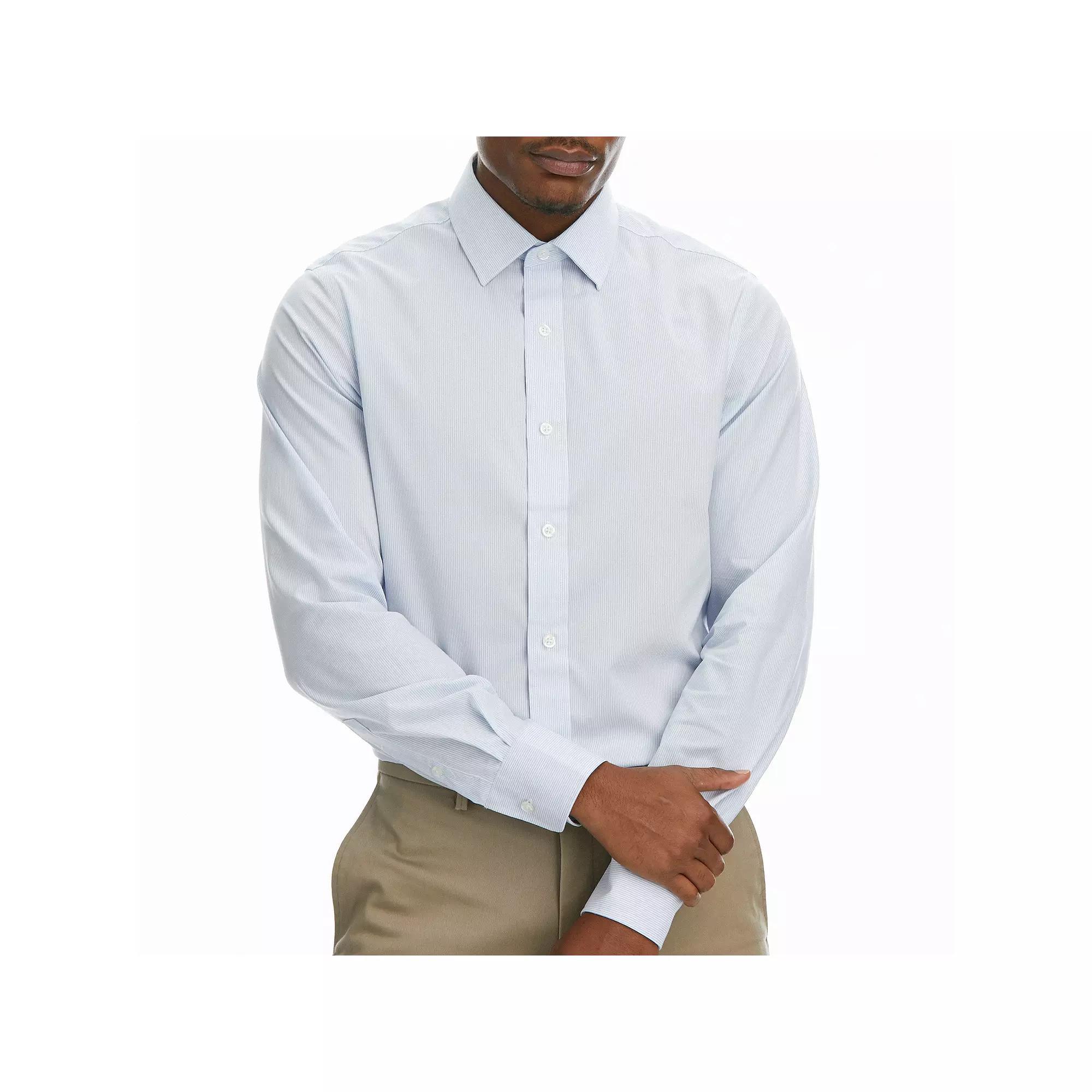 Men's Haggar® Premium Performance Slim Fit Dress Shirt, Size: 14.5-32/33, White Blue Stripe Product Image