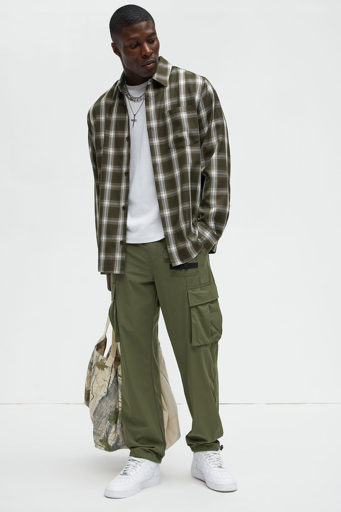 Put Me On Something Slim Nylon Cargo Pants - Olive Product Image