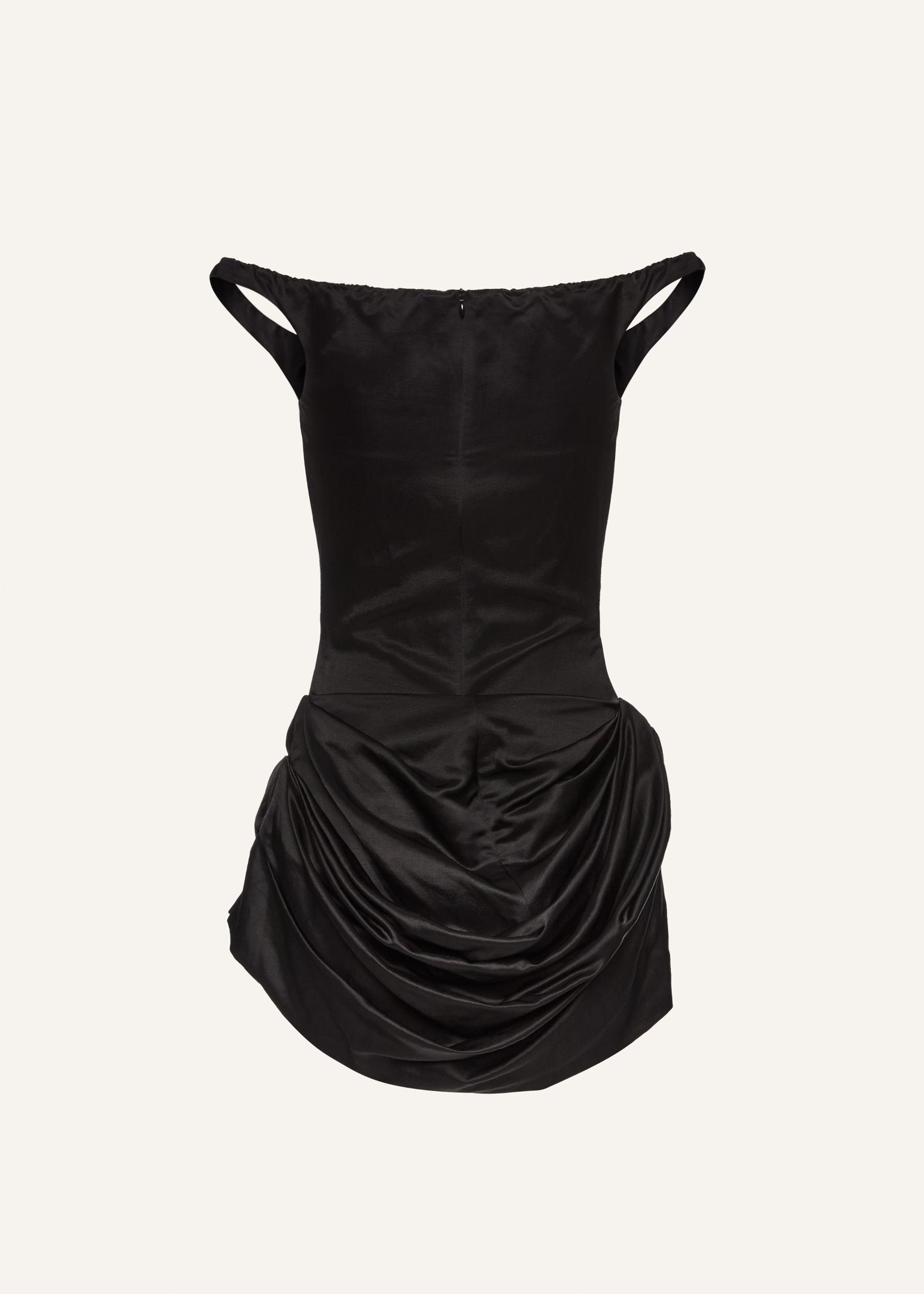 Off-shoulder bustier dress in black Product Image