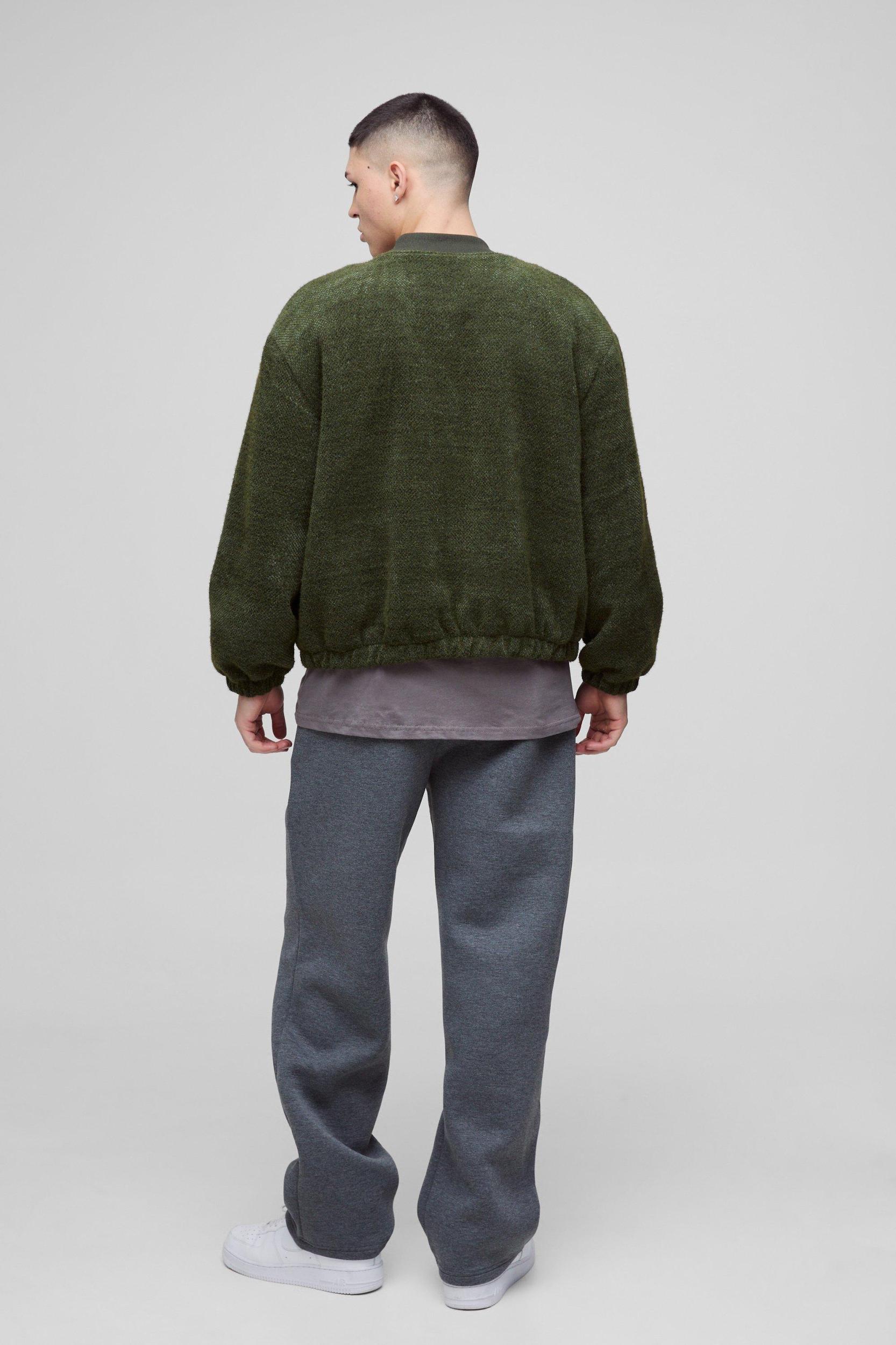 Oversized Boxy Fluffy Textured Bomber Jacket | boohooMAN USA Product Image