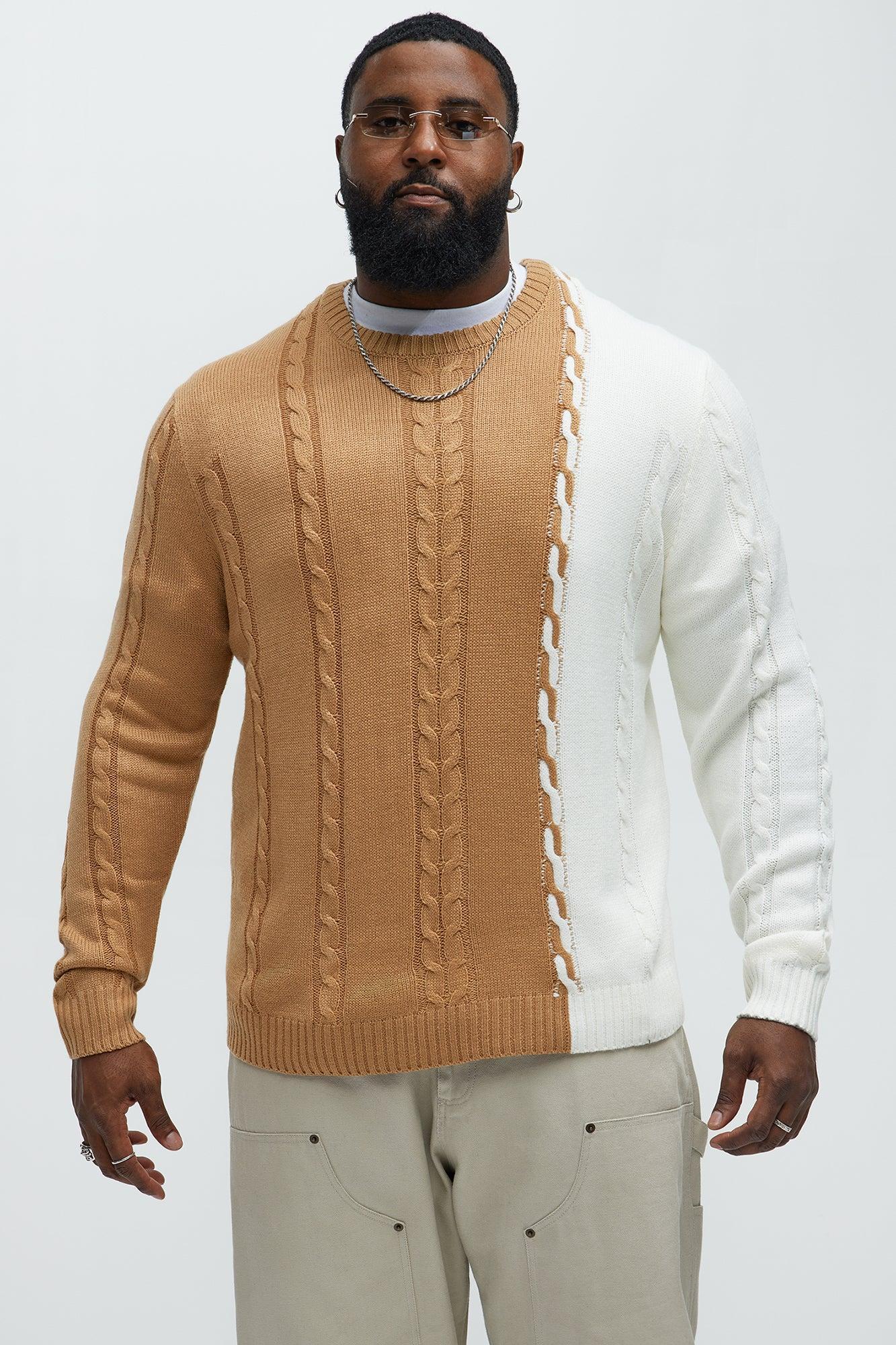 Cody Cable Knit Sweater - Camel/combo Product Image