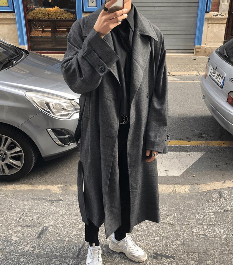 RT No. 2784 GRAY PLAID TRENCH COAT Product Image