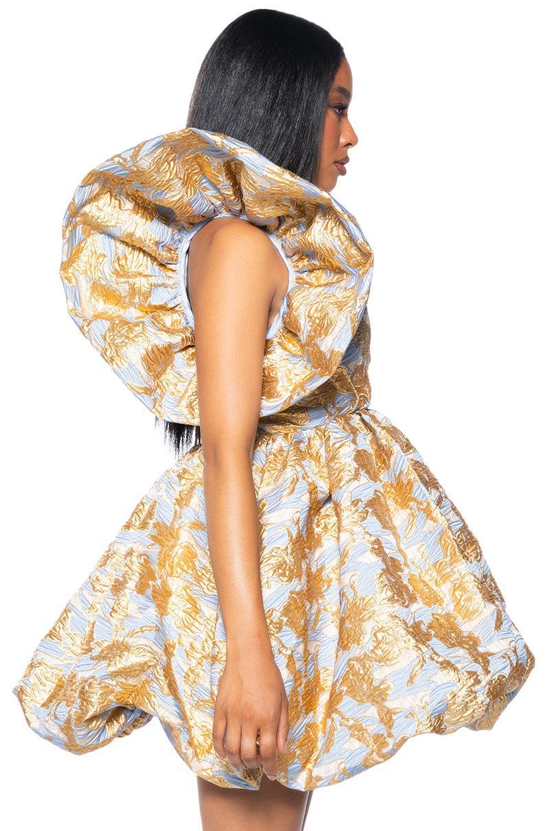 BELLE OF THE BALL BROCADE MINI DRESS Product Image