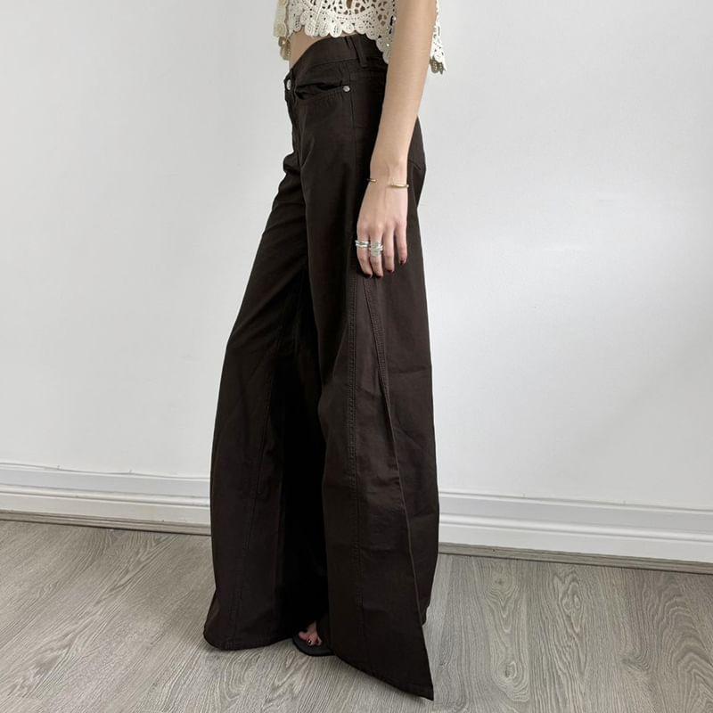 Low Rise Plain Maxi Flared Jeans Product Image