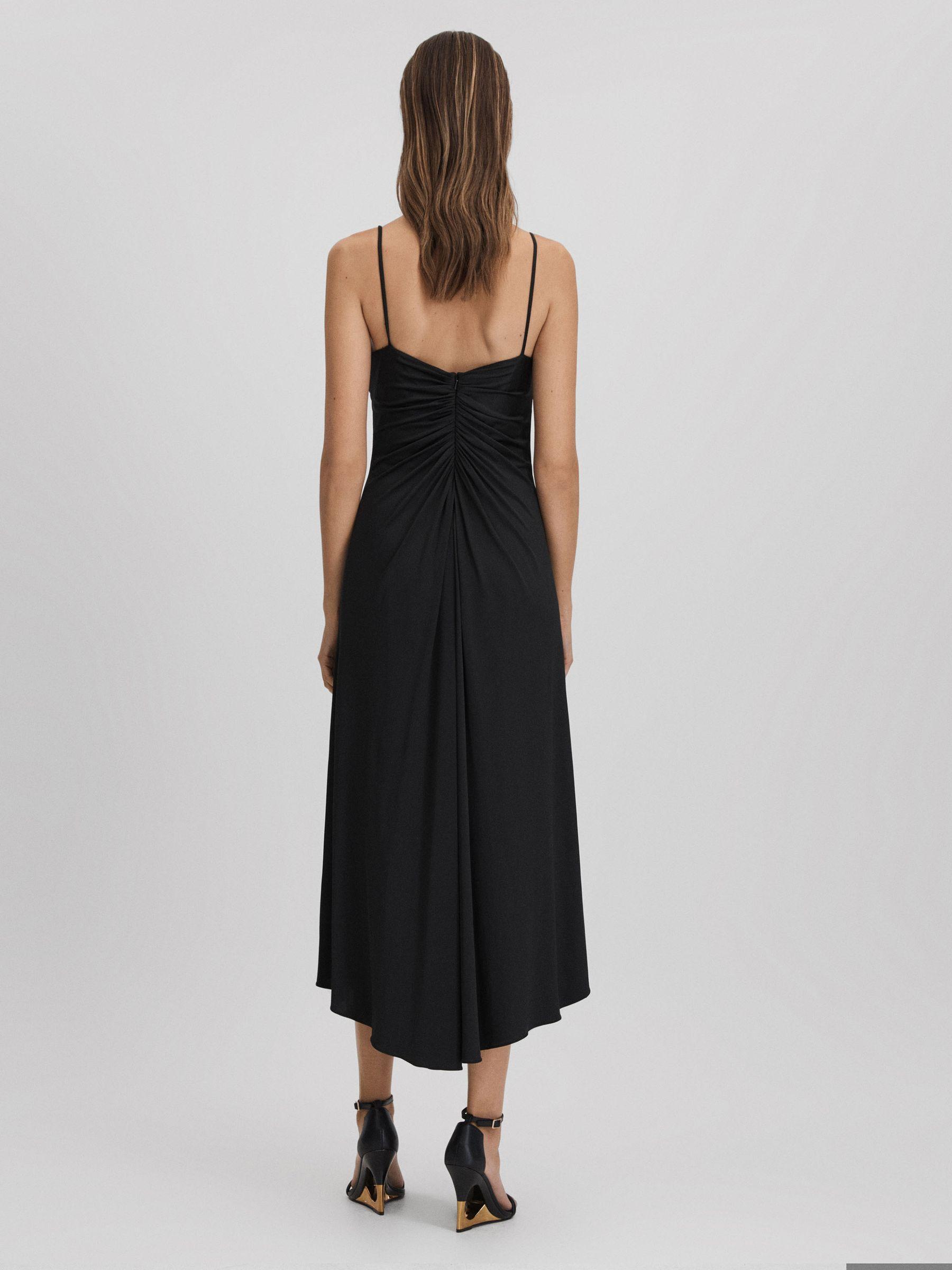 Halston Ruched Jersey Midi Dress in Black Product Image