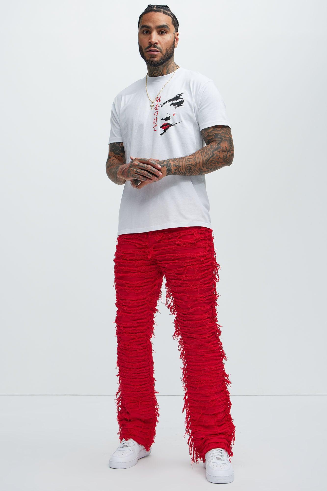 Crew Stacked Skinny Flare Pants - Red Product Image