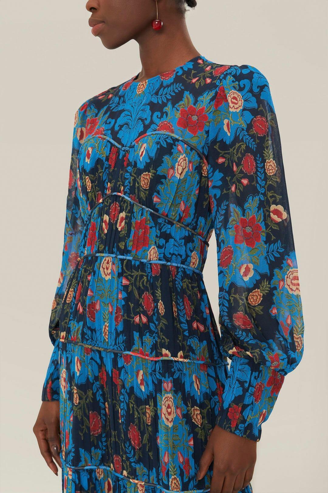 Blue Arabesque Floral Maxi Dress Product Image