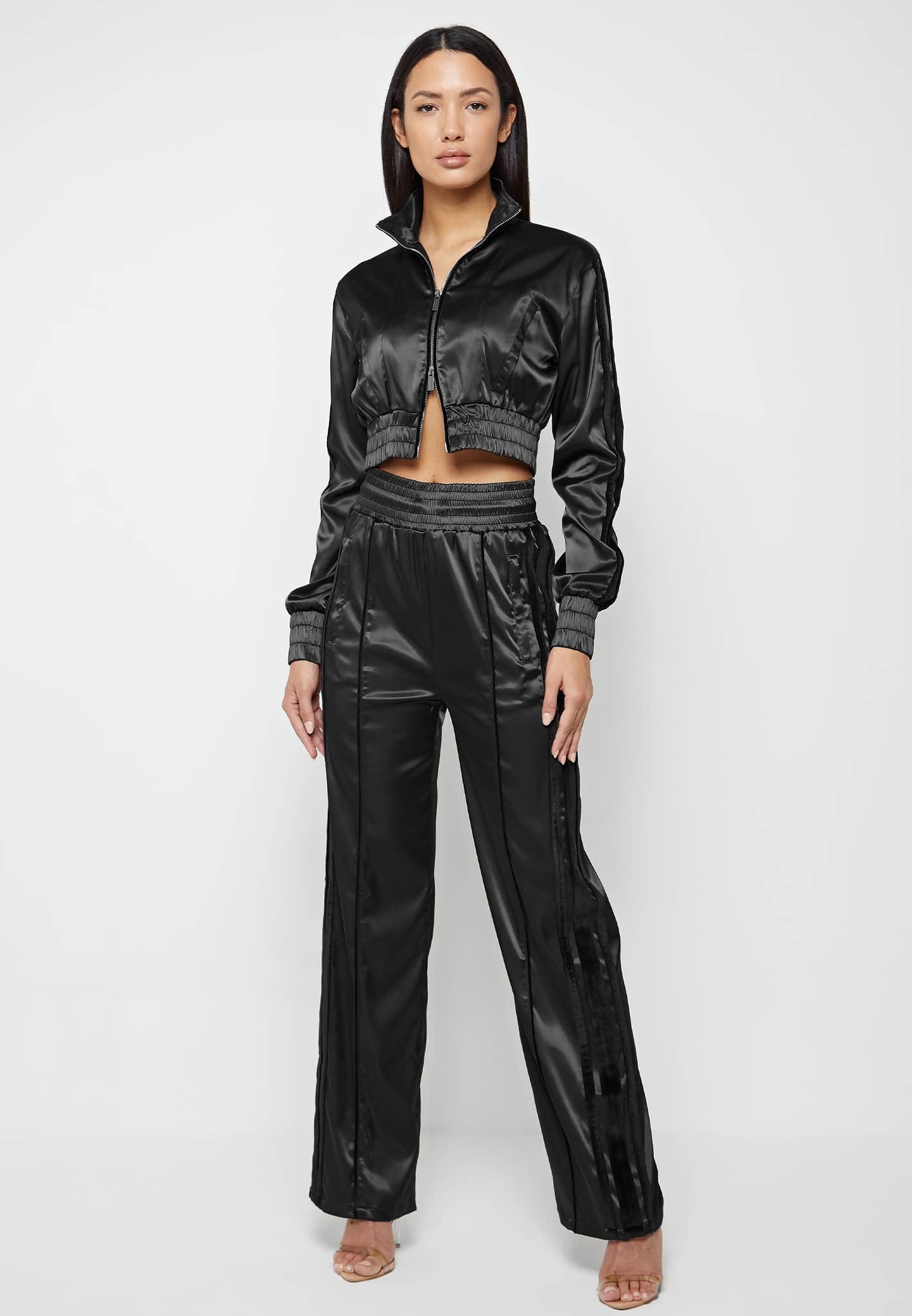 Satin Track Jacket - Black Female Product Image