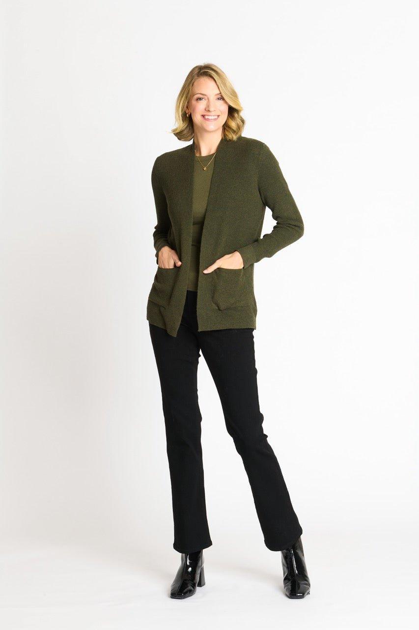Waffle Stitch Cardigan Sweater with Pocket, Fatigue Heather Product Image