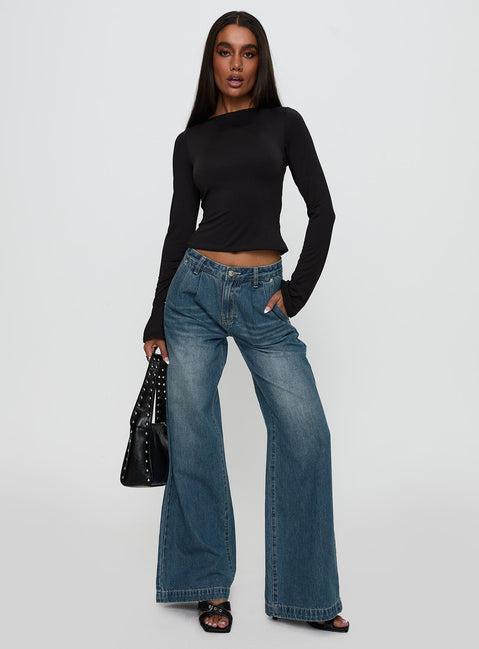 Laguardia Wide Leg Jeans Dark Blue Wash Product Image