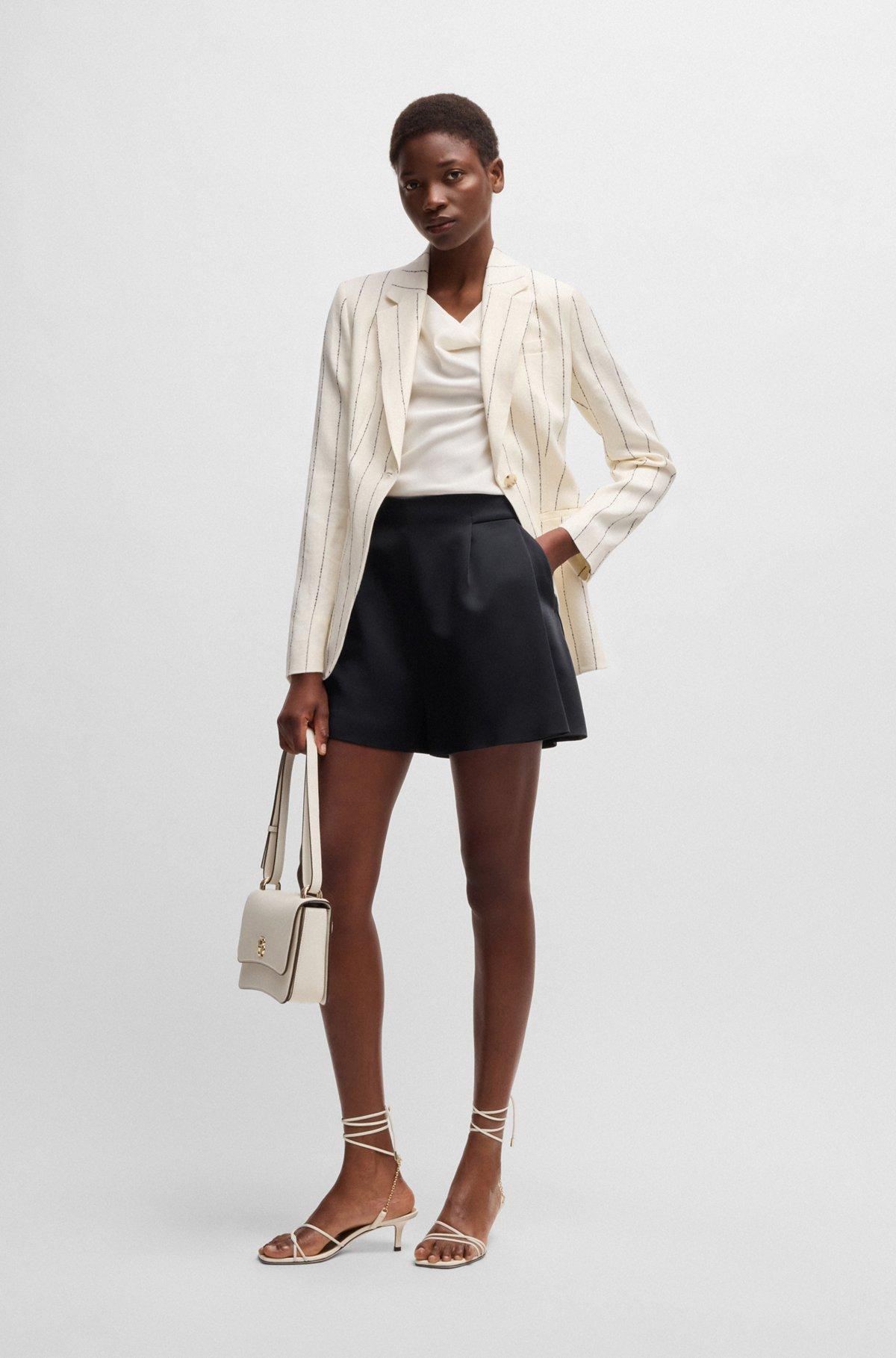 BOSS - Relaxed-fit shorts with front pleats - Dark Blue Product Image
