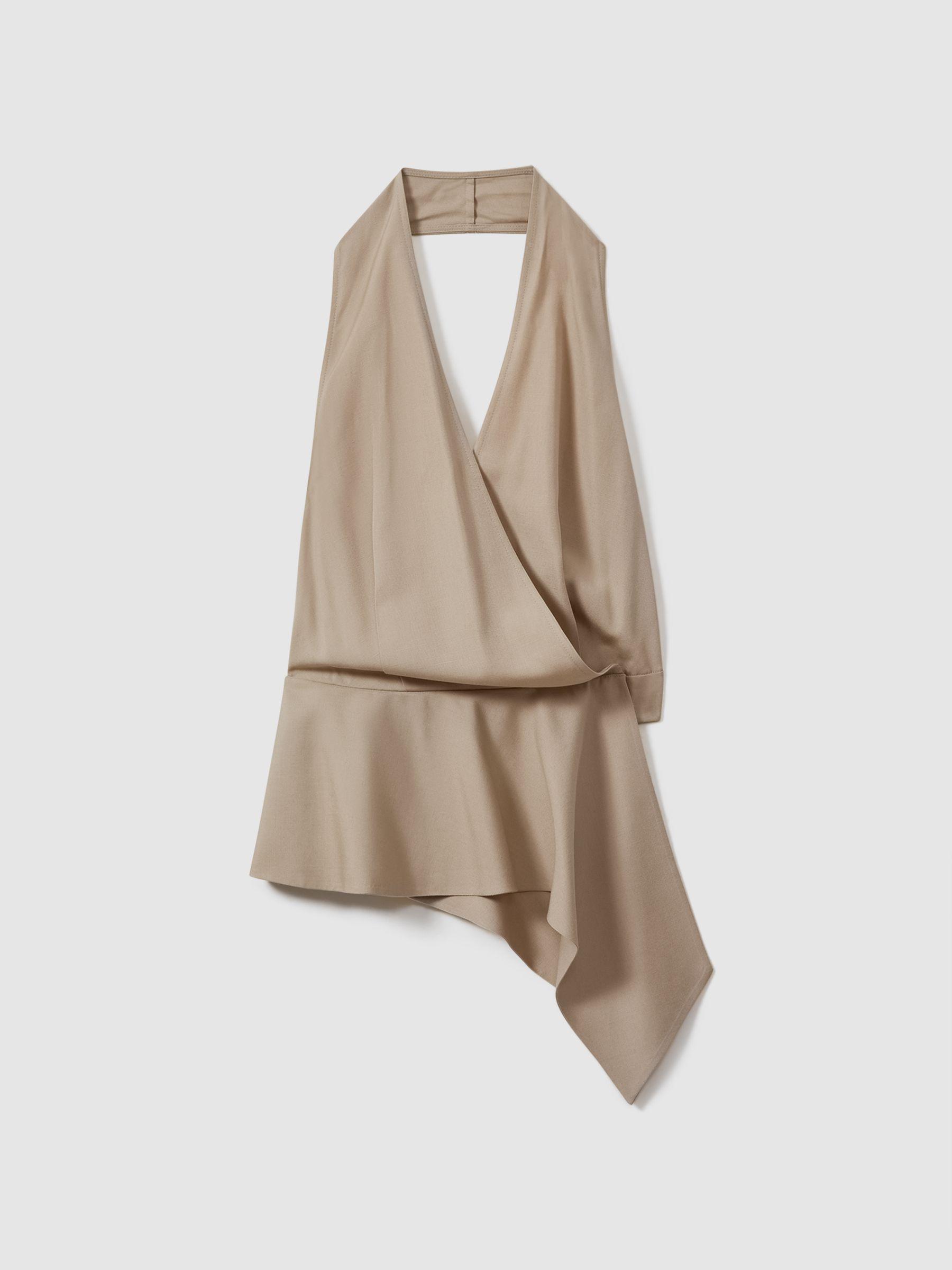 Atelier Halter Neck Draped Top in Neutral Product Image