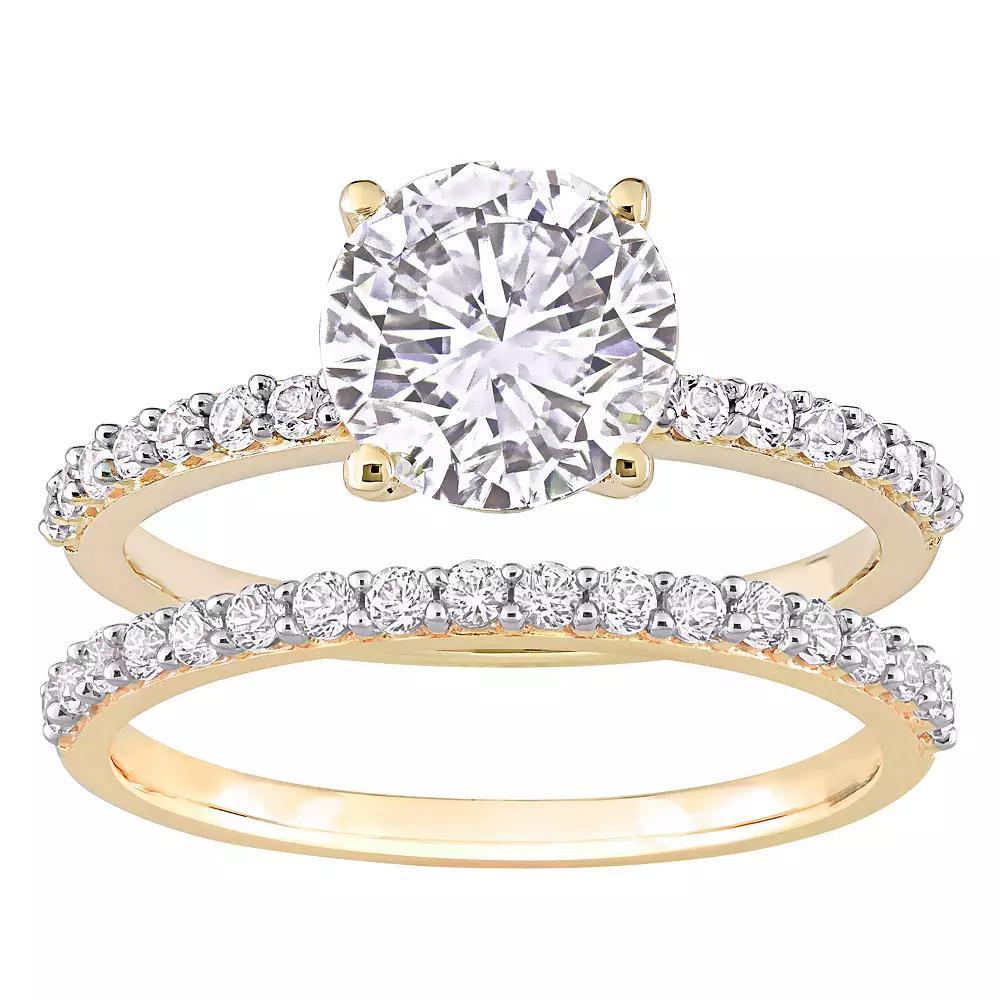 Stella Grace 10k Gold Lab-Created White Sapphire Engagement Ring Set, Women's, Size: 4 Product Image