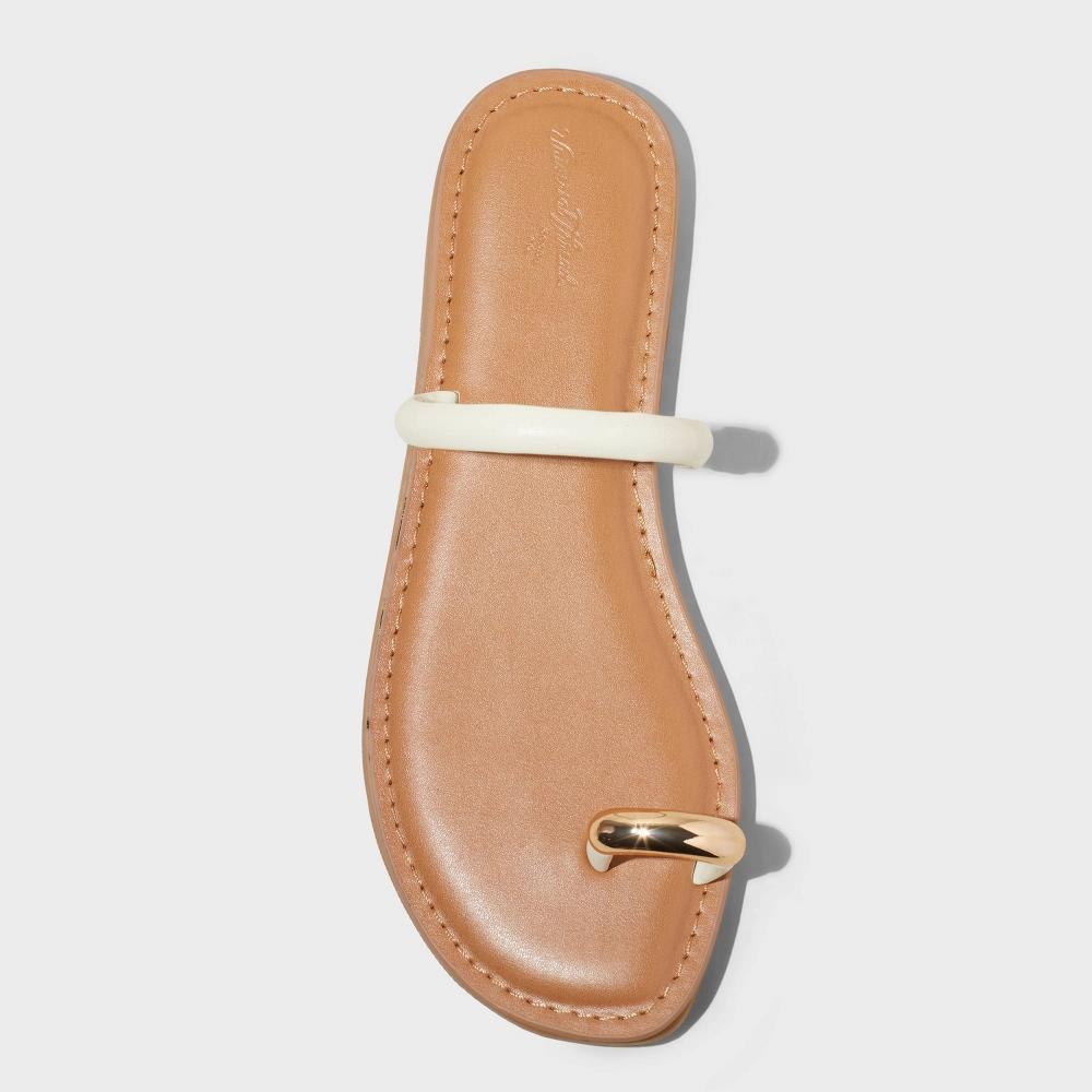 Womens Clara Toe Ring Sandals - Universal Thread Cream 10: Slip-On, Cushioned Footbed, Square Open Toe Product Image