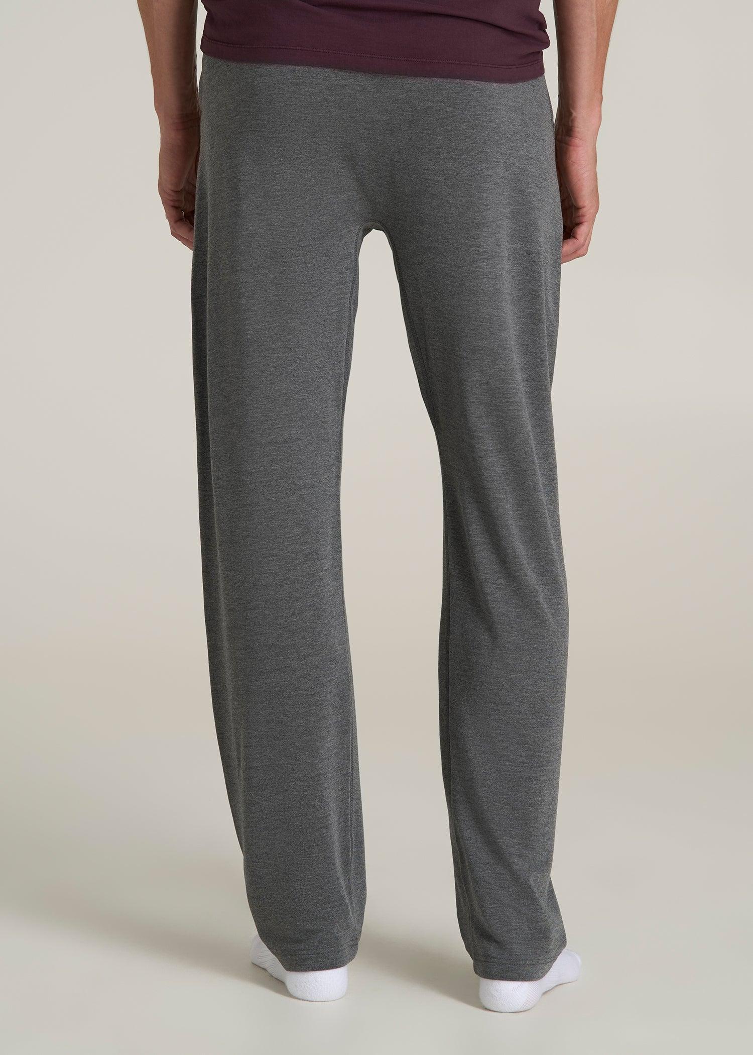 Open-Bottom Tall Men's Pajama Pants in Charcoal Mix Product Image