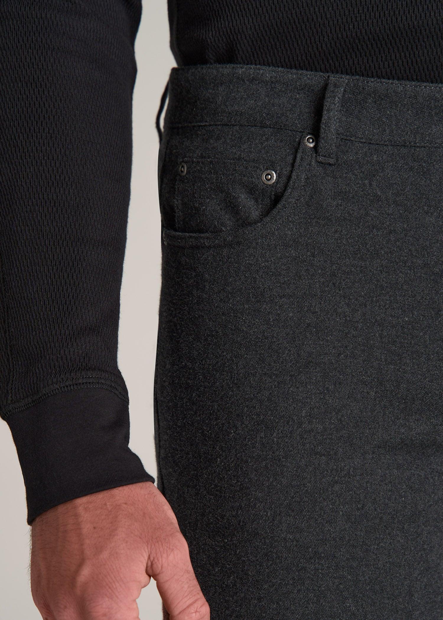 TAPERED-FIT Stretch Flannel 5 Pocket Pants for Tall Men in Storm Grey Mix Product Image