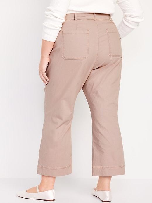 High-Waisted Crop Chino Wide-Leg Pants Product Image