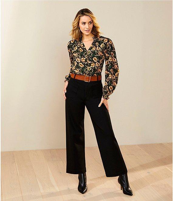 Gibson & Latimer High Rise Wide Leg Front Pocket Belted Ponte Pants Product Image