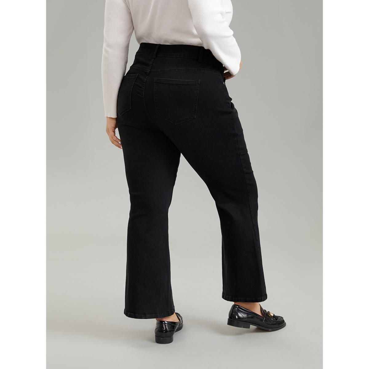 Plus Size Bootcut Full Length Pocket Black Wash Jeans Women DimGray Casual Plain Plain High stretch Pocket Jeans BloomChic 14/1X Product Image