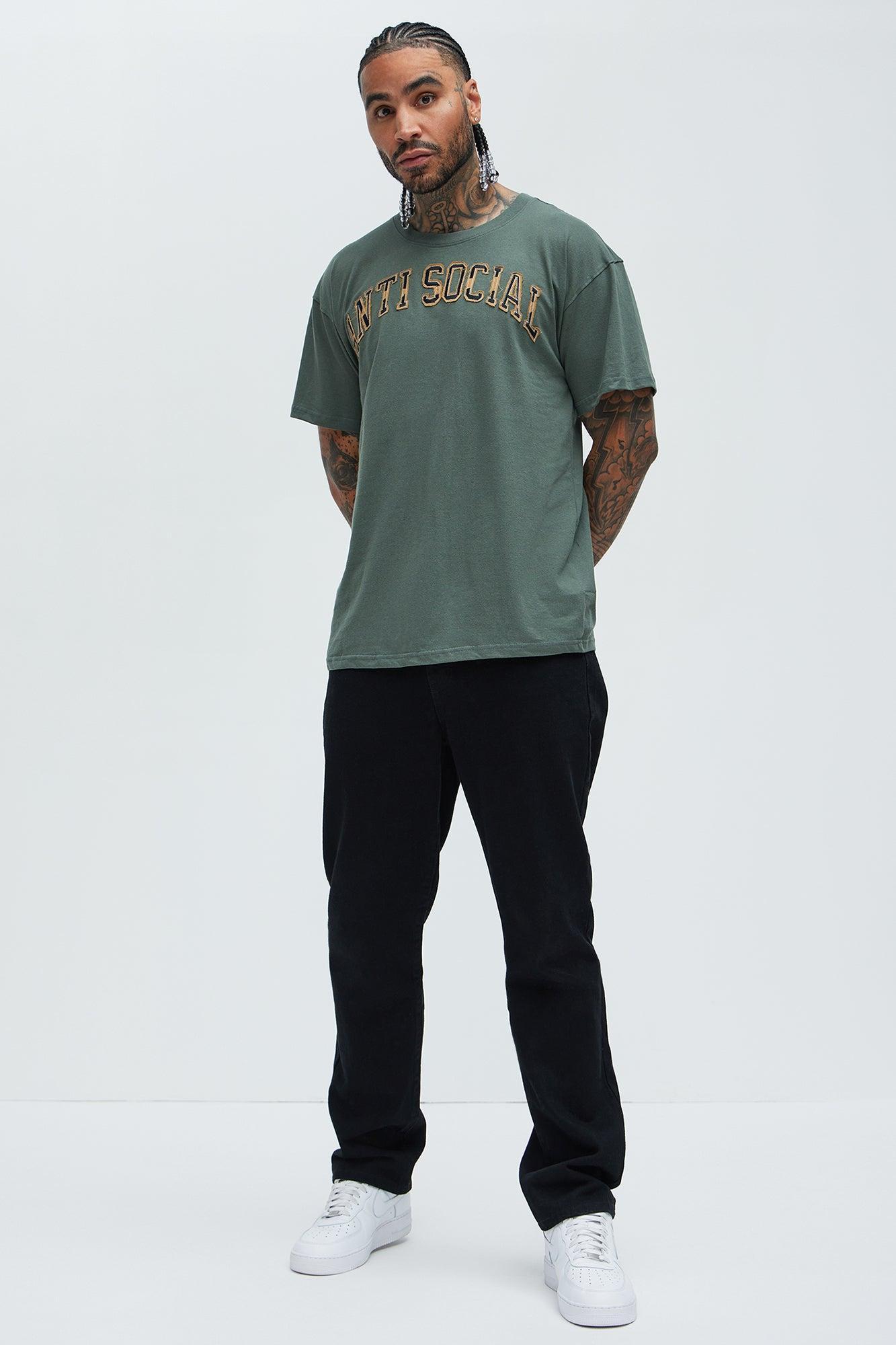 Anti-Social Short Sleeve Tee - Olive Product Image