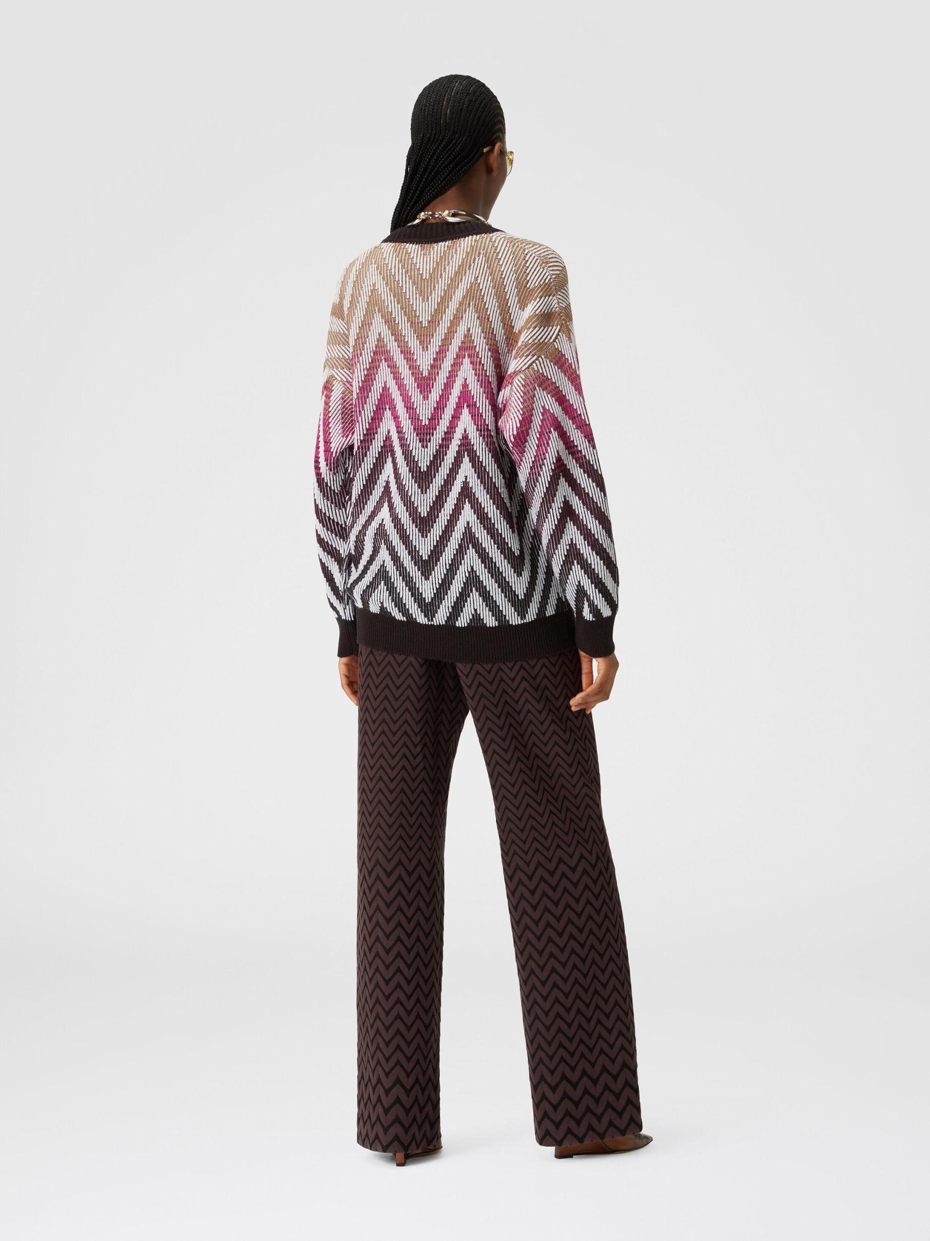 Oversized chevron ribbed wool and cotton cardigan Product Image