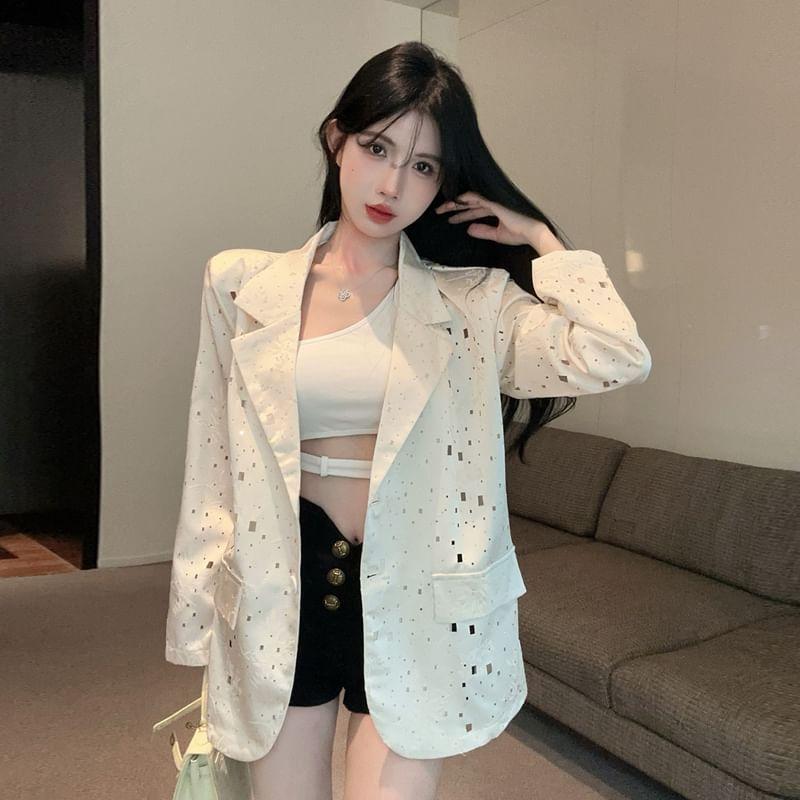 One Buttoned Glitter Blazer Product Image