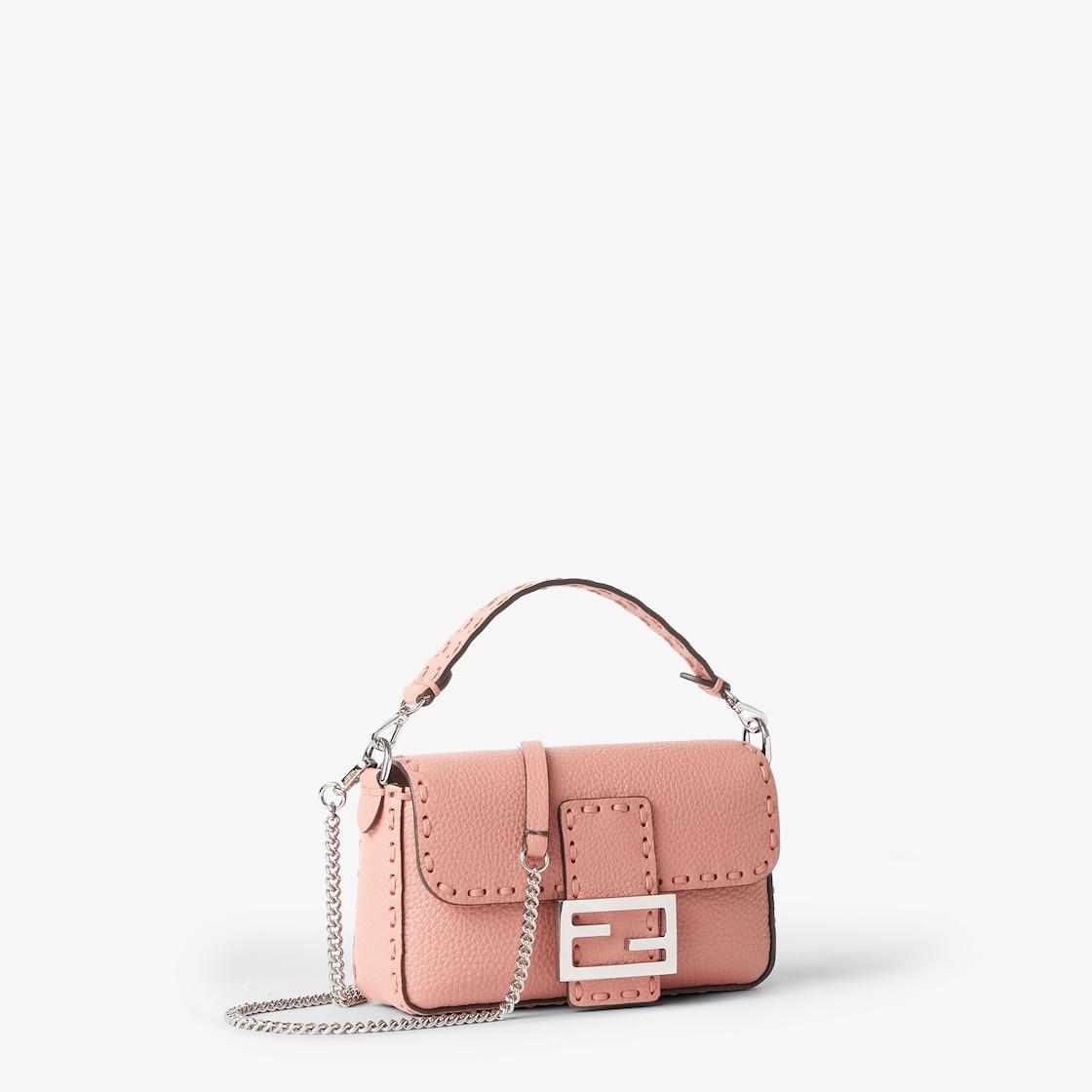 Baguette MiniPowder pink Selleria bag with 309 hand-sewn topstitches Product Image
