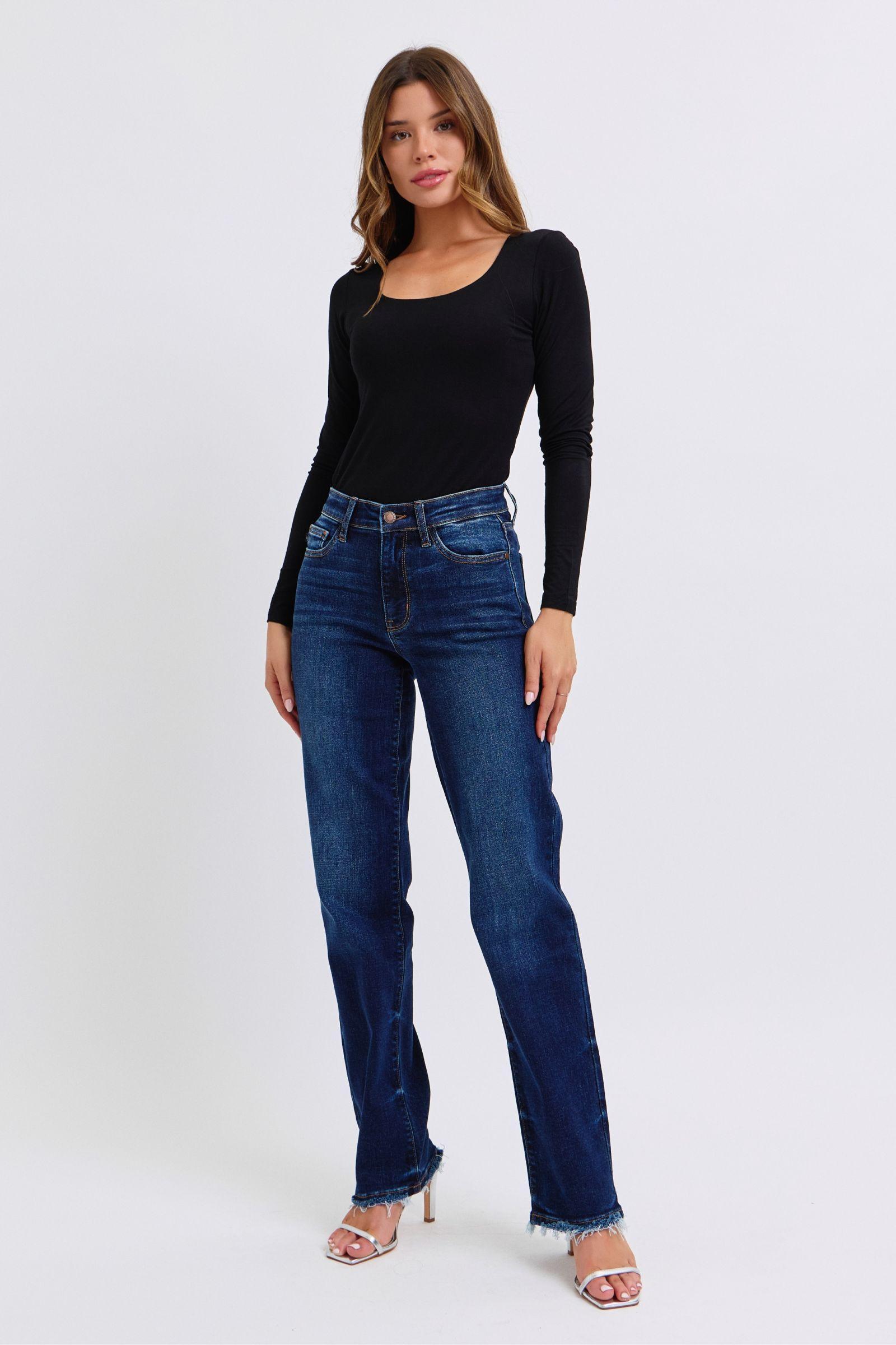 Rylan Hi-Rise Raw Hem Straight Leg Judy Blue Jeans - ONLINE EXCLUSIVE! Product Image