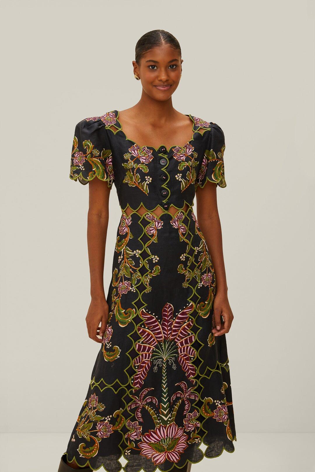 Black Ravenala Short Sleeve Maxi Dress, RAVENALA BLACK / L Product Image