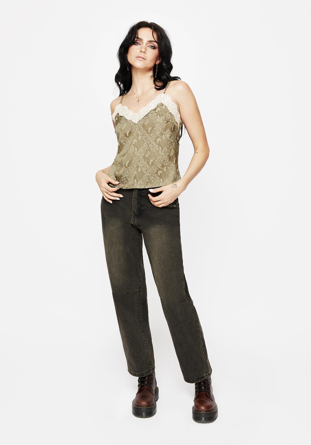 Yara Floral Print Lace Trim Cami Top Product Image