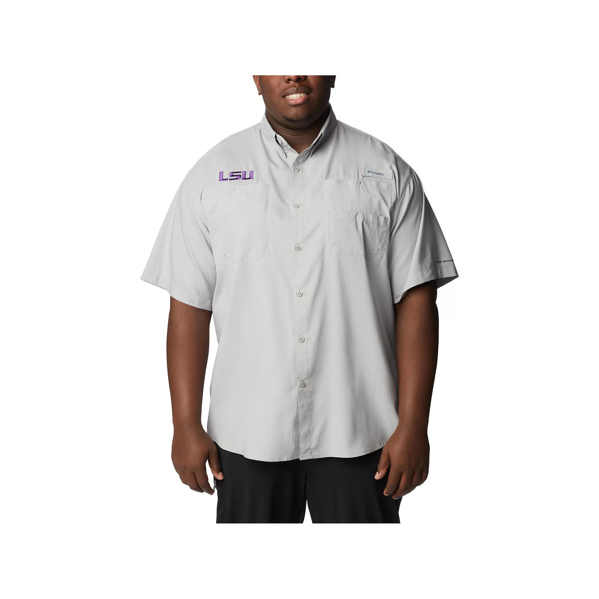 Mens Columbia Gray LSU Tigers Big & Tall Tamiami Omni-Shade Button-Down Shirt Product Image