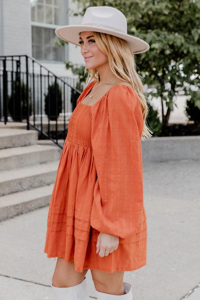 Take Your Time Rust Mini Dress FINAL SALE Product Image