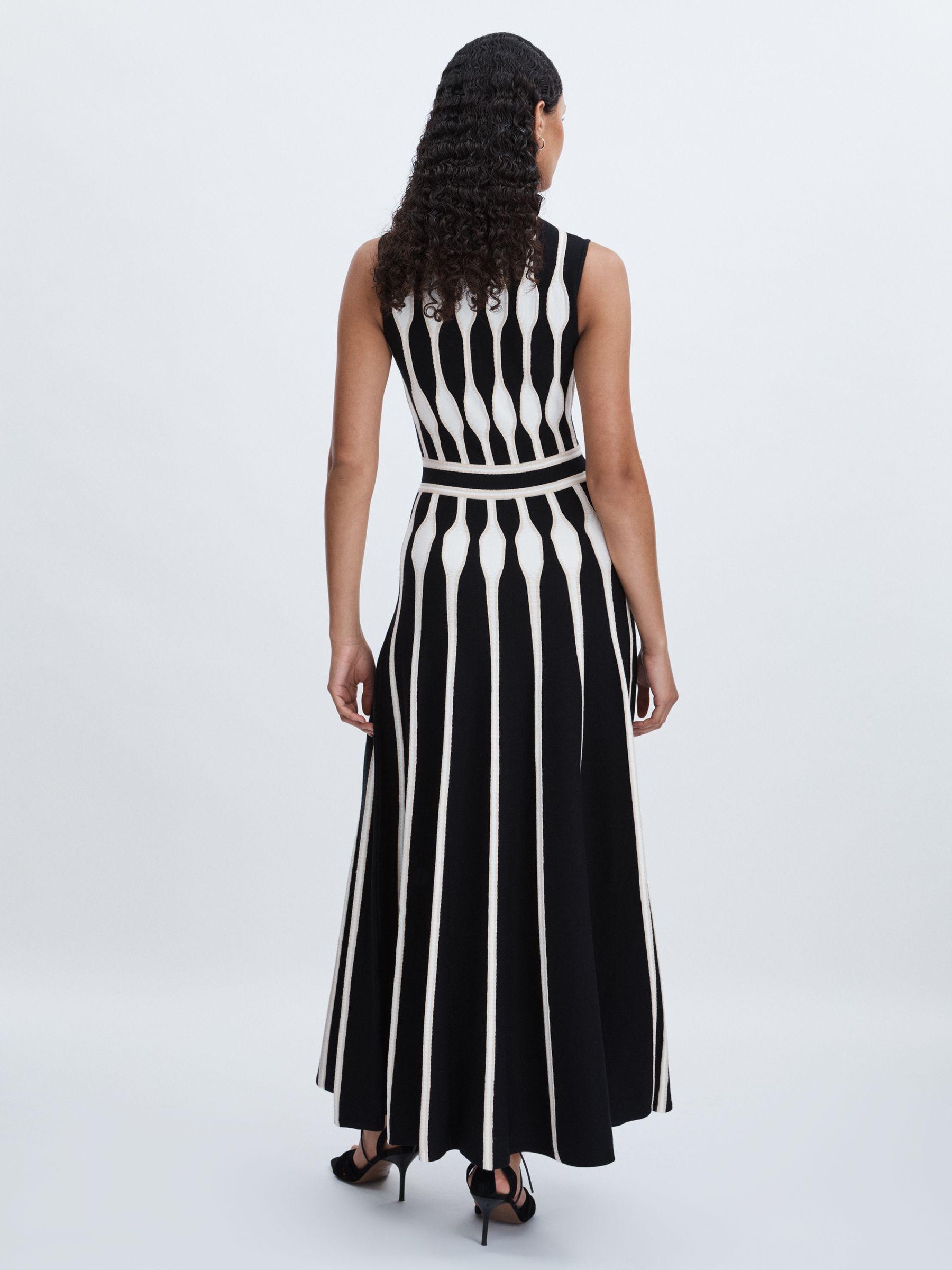Acler Compact-Knit Patterned Midi Dress in Black/Ecru Product Image