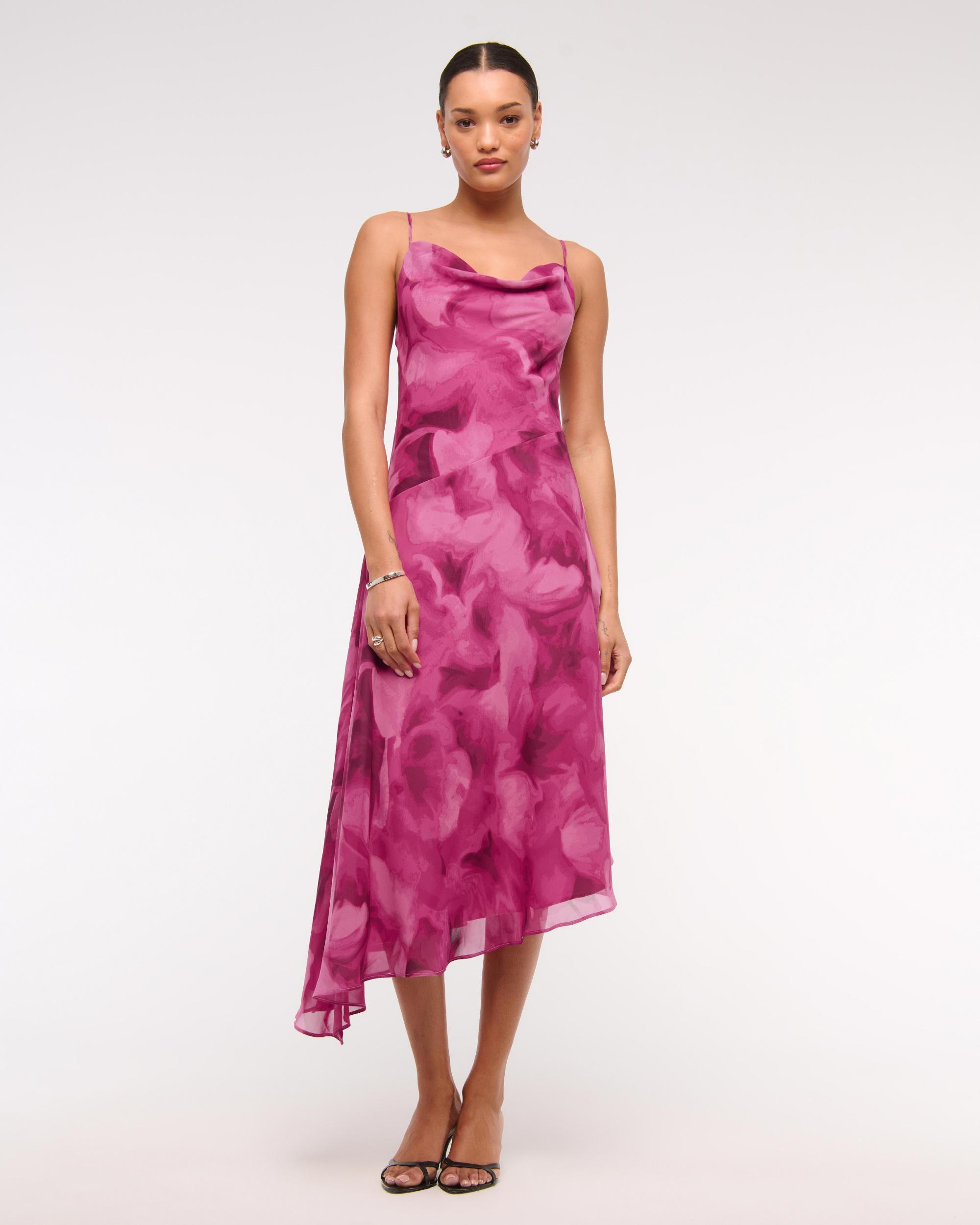 The A&F Julia Slip Scarf Asymmetrical Midi Dress Product Image