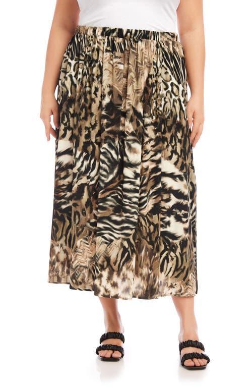 Karen Kane Plus Size Side-Slit Midi Skirt (Print) Women's Skirt Product Image