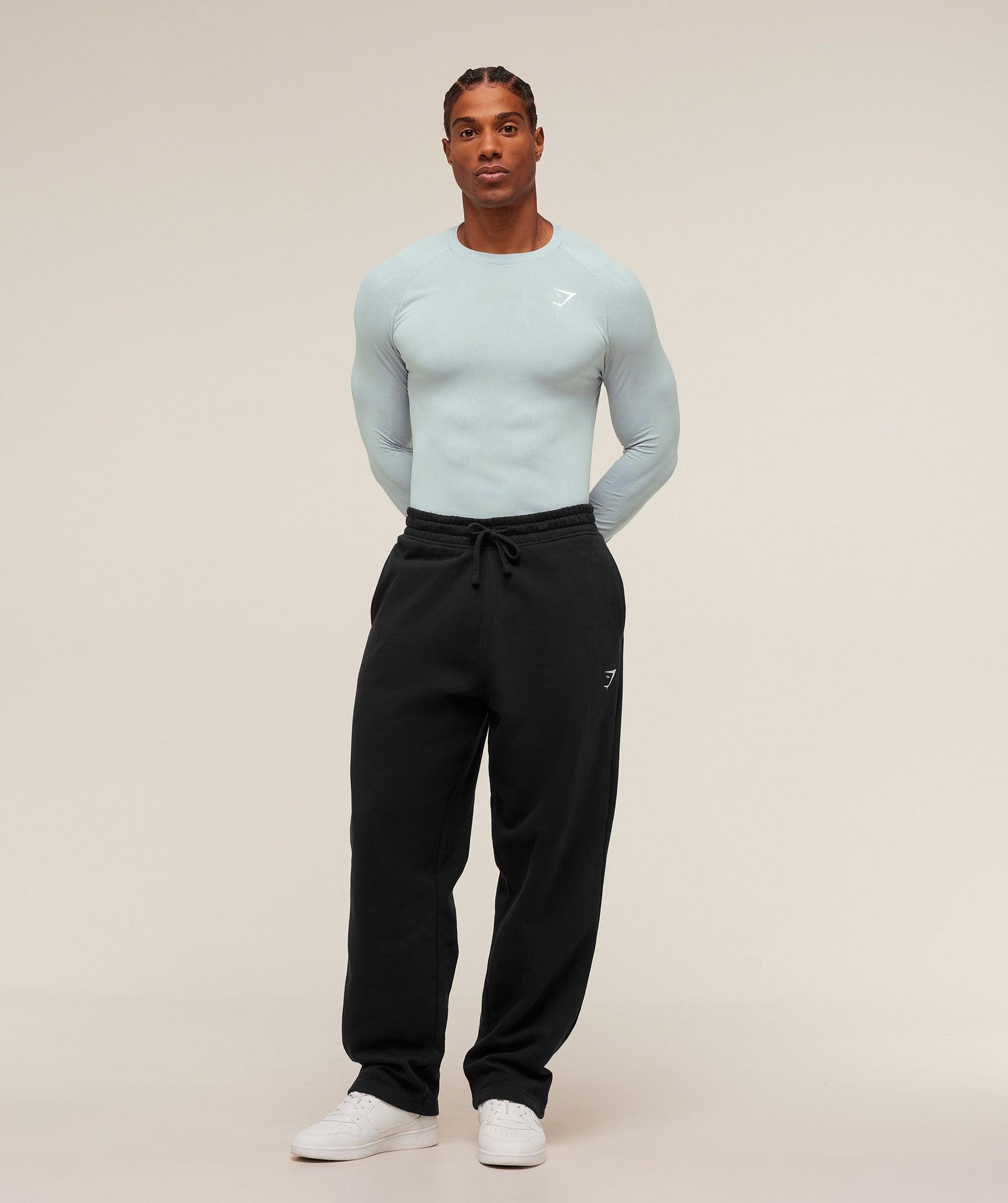 Gymshark Geo Seamless Long Sleeve T-Shirt - Smoke Blue/Soft White Male Product Image
