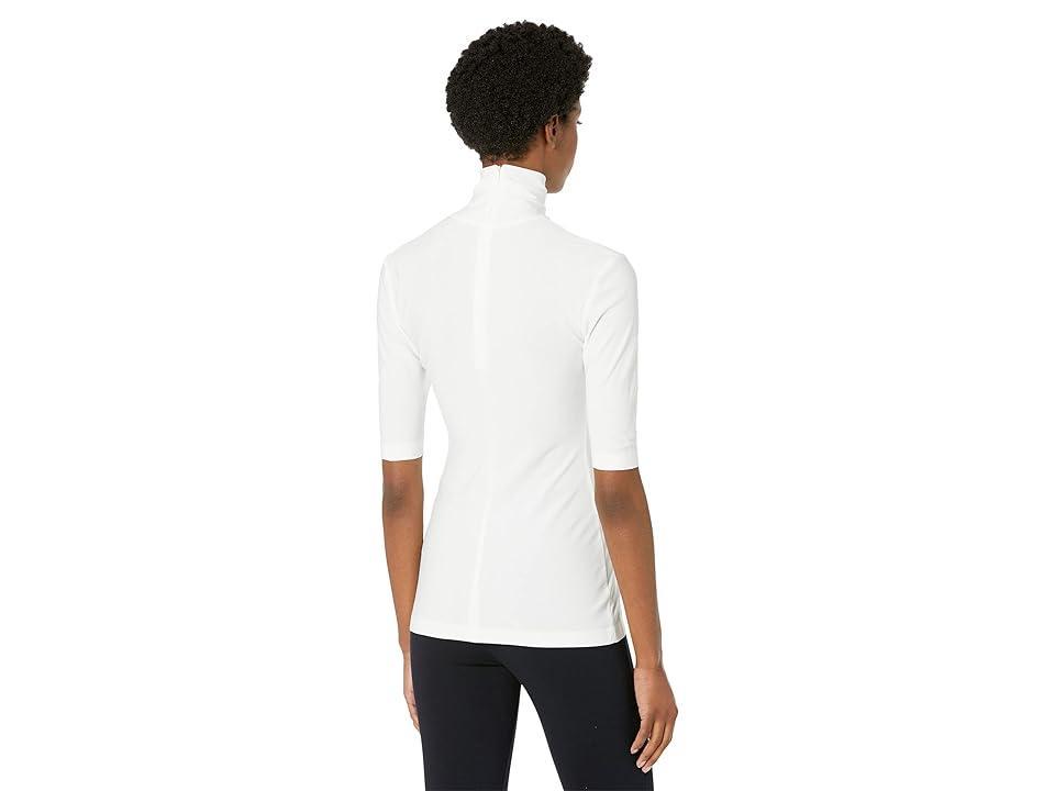 Norma Kamali Slim Fit Short Sleeve Turtle Top (Snow ) Women's Clothing Product Image