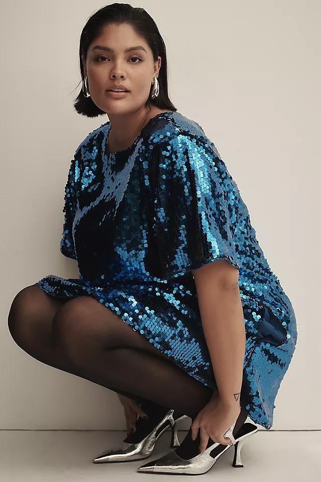 The Emmy Short-Sleeve Swing Mini Dress by Maeve: Sequin Edition Product Image