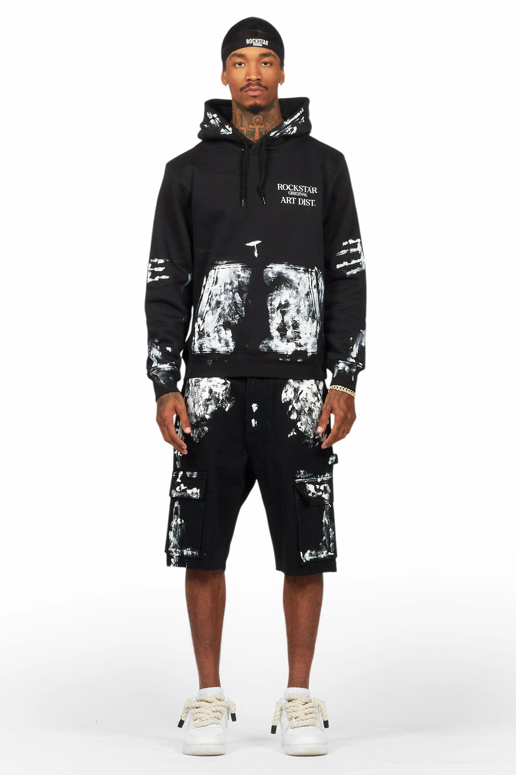 Filip Black Hoodie/Denim Short Set Male Product Image