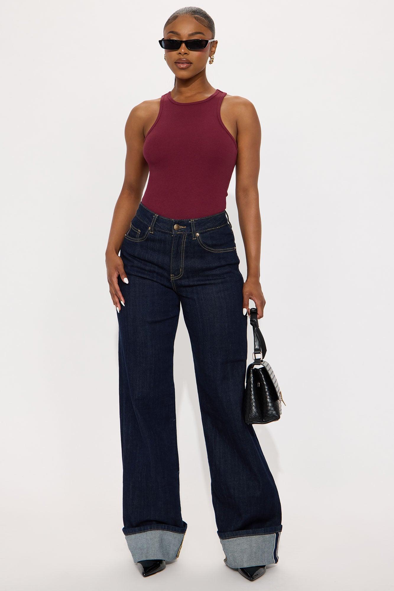 Model Attitude Racerback Bodysuit - Burgundy Product Image