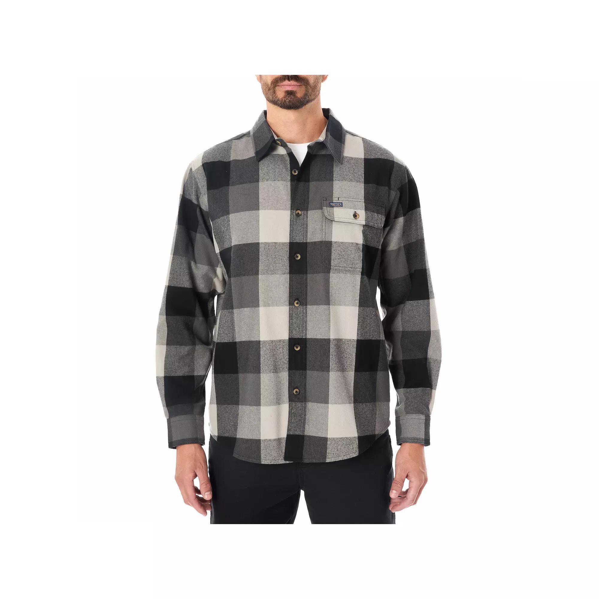 Big & Tall Smith's Workwear Pocket Flannel Shirt, Men's, Size: 3XB, Lively Green Gray Product Image