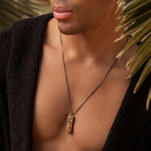 Karma and Luck Men's Deep Consciousness - Matte Onyx Evil Eye Pendant Necklace in Black/bronze at Nordstrom Product Image