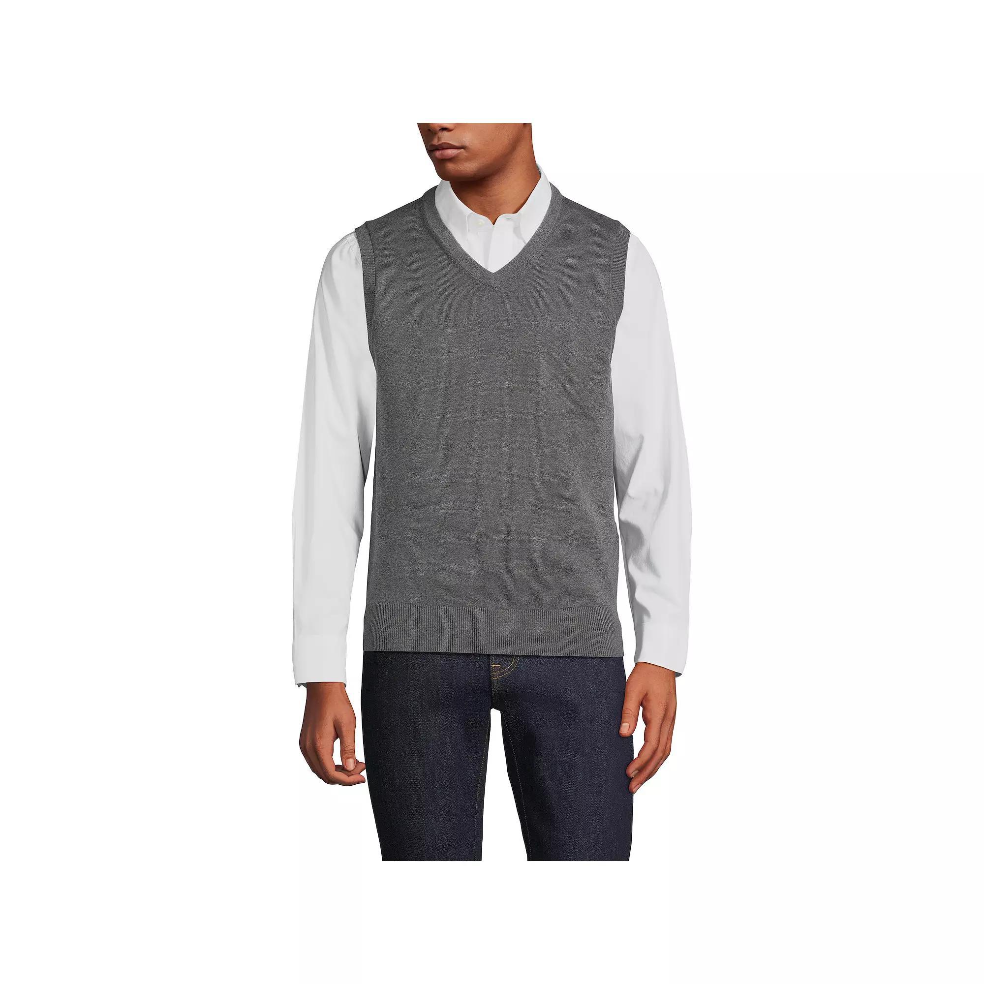 Big & Tall Lands' End Fine Gauge Cotton Vest, Men's, Size: Medium Tall, Radiant Blue Product Image