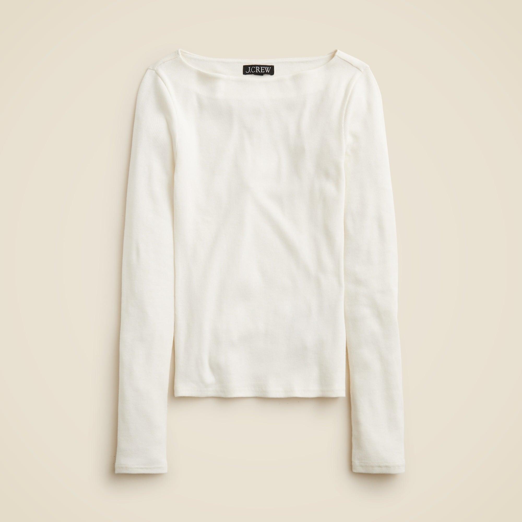 Fine rib boatneck top Product Image