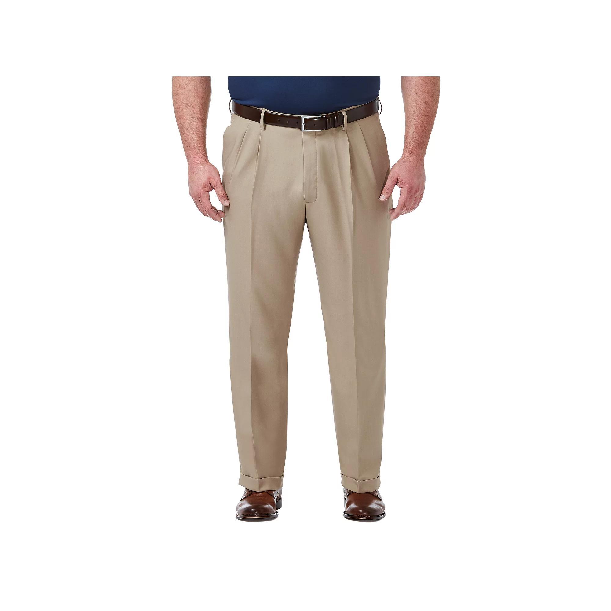 Big & Tall Haggar Premium Comfort Classic-Fit Pleated Hidden Expandable Waistband Dress Pants, Mens Product Image