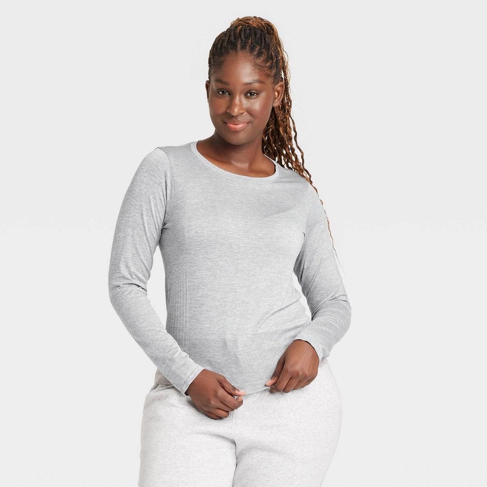 Womens Seamless Long Sleeve Top - All In Motion Heathered XXL: Moisture Wicking, Midweight Knit Pullover Product Image